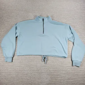 American Eagle Ahh Mazingly Soft Hoodie XS Blue Cropped Fleece Quarter Zip thumbnail 4