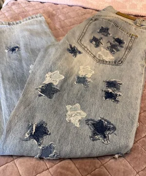 MNML Light Blue Denim Jeans with White Pocket Liner with Star application thumbnail 1