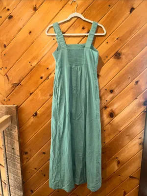Pact linen organic cotton blend canopy tank maxi dress in blue spruce thumbnail 6