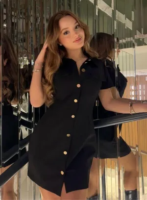 Zara dress Elegant Black Button-Down collared business office casual Dress thumbnail 2