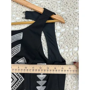 Design Lab by Lord & Taylor Black Sequin Geometric Bodycon Mini Dress Sz S thumbnail 10