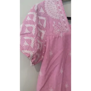 Anthropologie Forever That Girl Womens Pink / White embroidery Top Tunic Size 6 thumbnail 3
