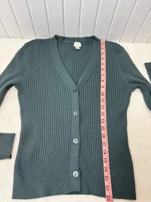 a‎ new day Sage Green Ribbed V-Neck Button Cardigan Size M thumbnail 7