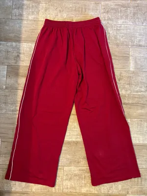 Red Track Pants with White Piping Pink Size M thumbnail 2