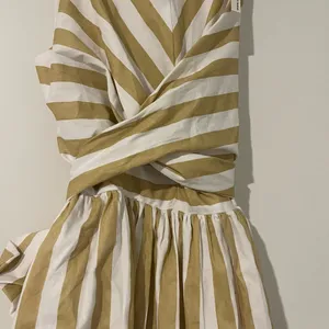 DO+BE Striped Bow Back A Line Mini Dress - Tan and White thumbnail 3