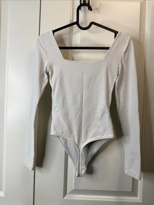 Aritzia Babaton Contour Squareneck Bodysuit White 2XS thumbnail 6