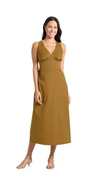 NWT A New Day Sleeveless Adjustable Strap Open Back Maxi Dress Olive Brown XS thumbnail 1