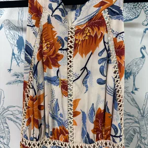 Abel the label Elegant Floral Maxi Dress in Orange and Blue thumbnail 3