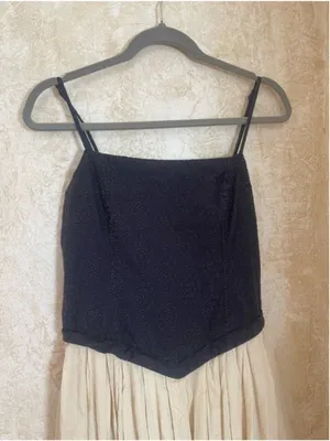 Free People Salvador Midi Dress Sz M Black Cream Embroidered Corset Back Detail thumbnail 4