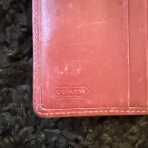 red Coach leather bifold wallet. thumbnail 14