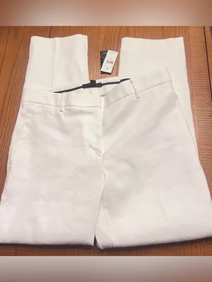 Ann Taylor Linen Blend‎ Eva Mid-Rise Slim Leg Tapered Ankle Pants White Size 6 thumbnail 6