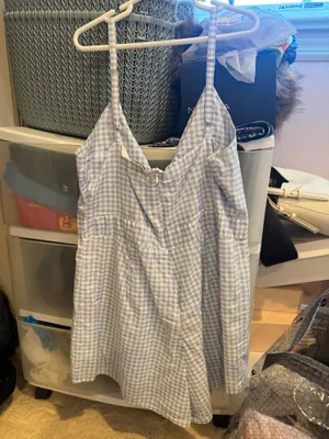 Poof New York Blue gingham romper thumbnail 3