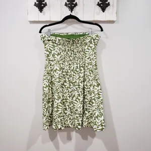 Abercrombie Strapless Linen Blend Mini Dress Green White Size M thumbnail 2
