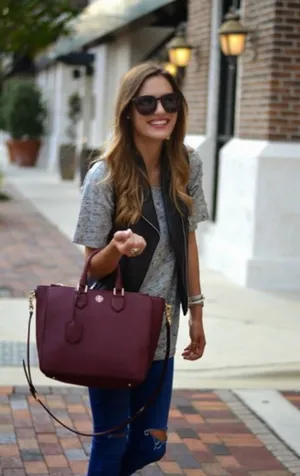 Ted Baker Burgundy Tote Bag Large Structured Shoulder Handbag thumbnail 3
