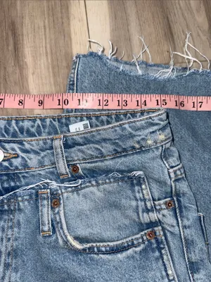 Zara deconstructed high rise wide leg jeans size 6 thumbnail 8