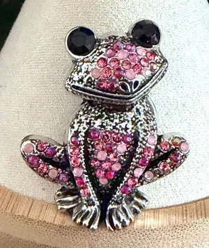 Pink Rhinestone Frog Brooch Pink thumbnail 1