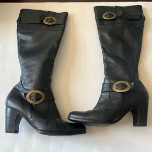 Black Leather Knee-High Vintage Boots YES Shoes biker vintage rockabilly thumbnail 7