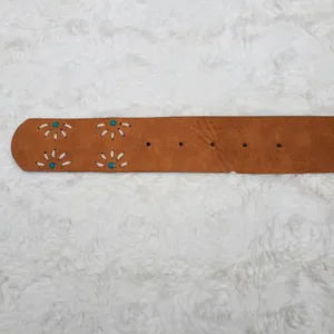 Brown vegan Leather Belt Size 13 Large Bohemian Boho Southwestern Style thumbnail 4