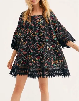 Free People It’s Necessary floral tunic mini dress thumbnail 1