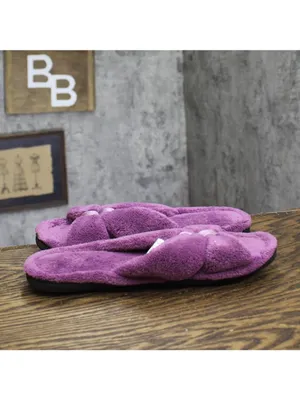 Isotoner Terry Double Band Non-Slip Slippers Purple 7.5-8 thumbnail 6