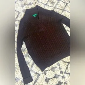 Cable knit brown Ralph Lauren sweater classic fall casual preppy designer logo thumbnail 2
