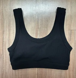 ALO Yoga Black Ribbed Scoop Sports Bralette thumbnail 1