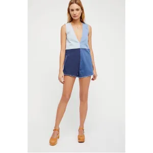 Free People x Alice McCall Sweet Things Patchwork Denim Playsuit‎ Romper 6 thumbnail 3