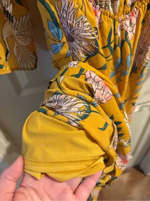 Flying Tomato Mustard Floral Jumpsuit with Floral & Crane Print thumbnail 9