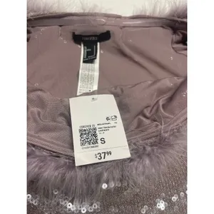 Faux Fur-Trim Sequin Crop Top by Forever 21, size small thumbnail 7