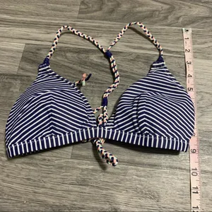 Victoria’s Secret Navy Blue White Stripe Swim Top; Medium thumbnail 3