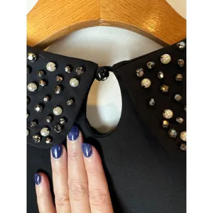 Vivienne Tam Dress Women Medium Black Peter Pan Jeweled Collar A‎ Line Cocktail thumbnail 7
