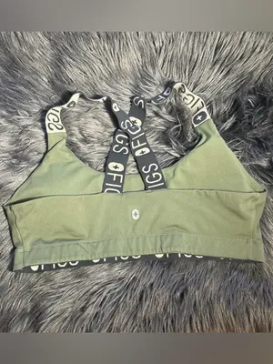 Figs 300 Performance Underscrub Olive Green Logo-Strap Sports Bra XL thumbnail 4