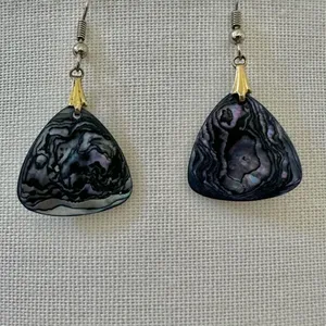 Abalone silver tone drop earrings thumbnail 3