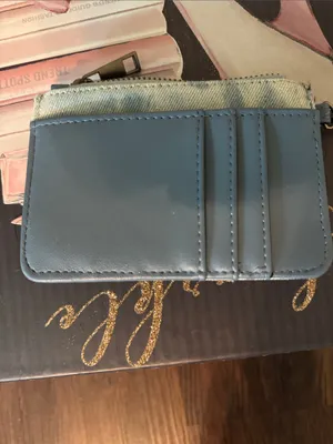 Light Blue Denim Card Wallet with Snap Closure thumbnail 2