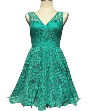Chi Chi London Sleeveless Fit & Flare Mini Cocktail Dress Green 6 thumbnail 1