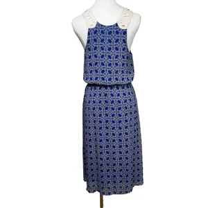 Band of Gypsies Midi Dress Womens S Blue White Geometric Crochet Lace DR5572F‎ thumbnail 5