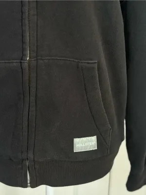 Hollister Sherpa Lined Hoodie XS Black Full Zip Cozy Y2K Fleece Jacket Everyday thumbnail 4