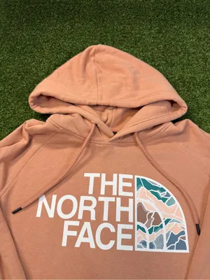 The North Face Women's Logo Hoodie Sweatshirt‎ Peach Pink Oversize Outdoor Lg thumbnail 2