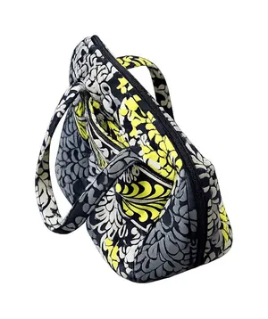 Vera Bradley Quilted Hanging Travel Organizer Cosmetic Bag Gray Yellow Floral thumbnail 1