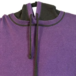 Lauren Ralph Lauren Women 1X Knit Hoodie Purple Black Kangaroo Pocket Boho thumbnail 3