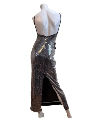 Drapey Shimmering Sparkle Metallic Sequin Corey Slip Dress Ever New Sz 0 thumbnail 3