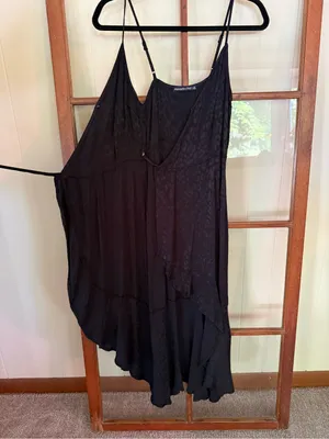 Abercrombie & Fitch Black Satin Leopard Jacquard Wrap Midi Slip Dress - Size XS thumbnail 8