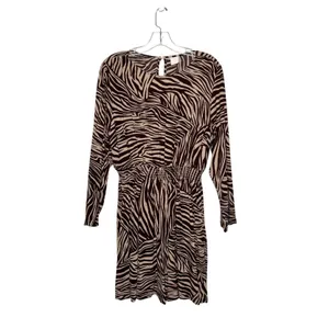 H&M Women's Zebra Print Long Sleeve Cinched Waist Mini Dress Size 14 thumbnail 7