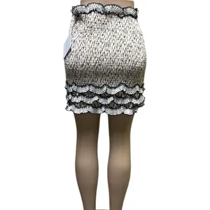 Elliatt Muse Cream Cheetah Animal Print Ruffled Bodycon Mini Skirt Womens Medium thumbnail 2