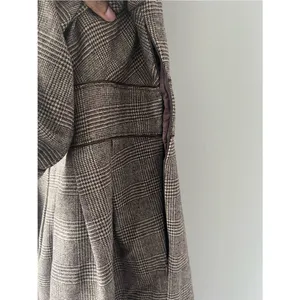 Badgley Mischka Women Size 4 Brown Houndstooth 100% Wool Shift Dress thumbnail 5