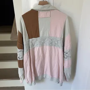 Free People American Dream Polo Pullover in Pink / Blue / Brown thumbnail 4