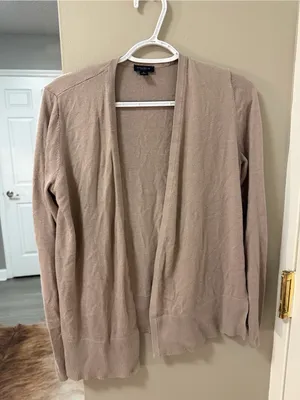 Ann Taylor Open-Front Layering Cardigan - tan/natural - Medium thumbnail 3