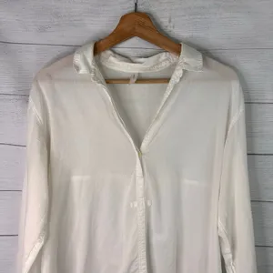 Gap Body Cotton Sheer Shirt Dress Womens Small White Long Sleeve Swim Cover Up thumbnail 3