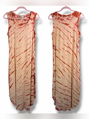 NWOT WONDERLY Orange/Amber Tie-Dye‎ Maxi Tank Dress, Large thumbnail 3