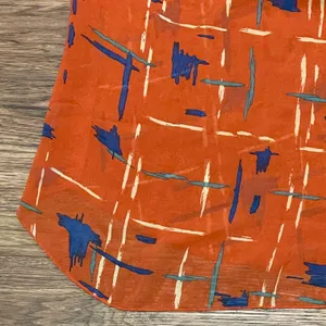 Edge Lightweight Sheer Printed Sleeveless Blouse Orange Blue Cream Size Large thumbnail 3